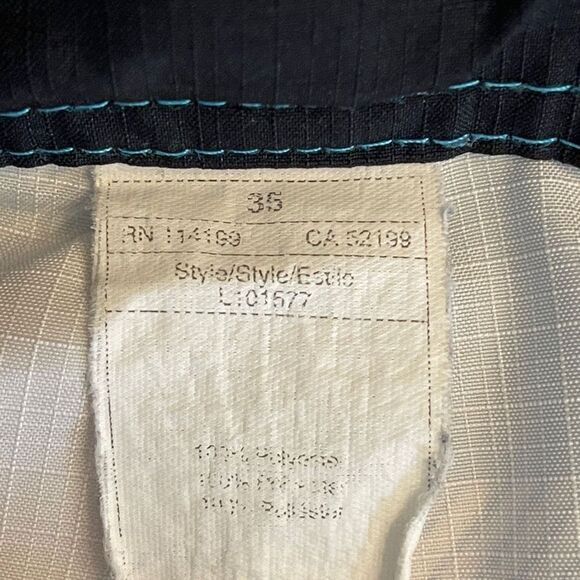 QuikSilver Mens Board Shorts Mid Length Plaid Blue Drawstring Strap Size 35 - Picture 4 of 8